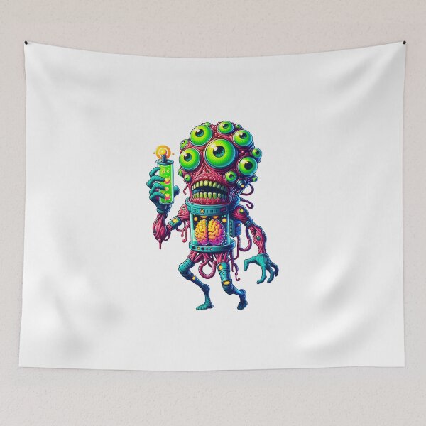 Item preview, Neon-Eyed Cyborg Creature with Brain Exposed designed and sold by psychcyberpunk.