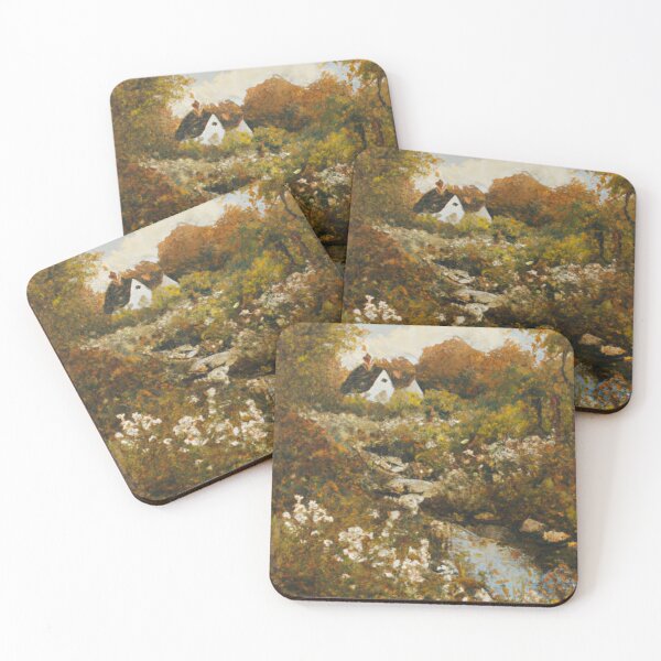 Item preview, English Cottage Garden in Autumn Oil Painting Victorian England designed and sold by MeadowFarmPrint.