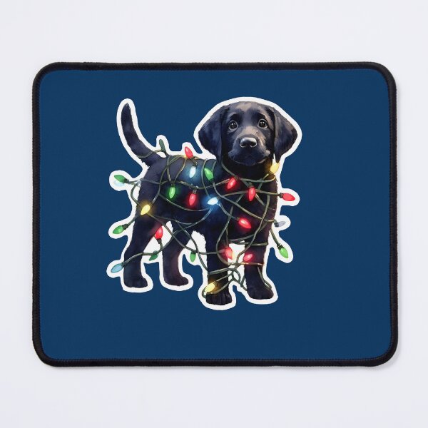 Item preview, Cute black Labrador puppy tangled up in Christmas lights designed and sold by shirtsmugslife.