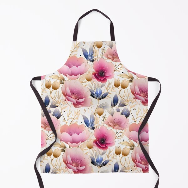 Item preview, Pink Blue Anemone Flowers Elegant Pattern with Gold Accents designed and sold by adlydesigns.