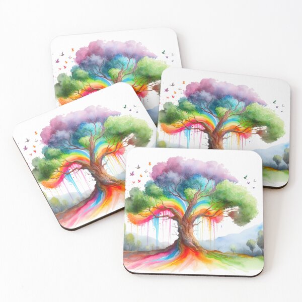 Item preview, Rainbow Tree Watercolor Painting - White Background  designed and sold by Star-Fragment.
