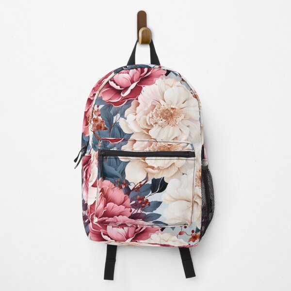 Artikelvorschau, Vintages rustikales rosa aquamarines blaues Blumen-Pfingstrosen-Roses-Muster entworfen und verkauft von adlydesigns.