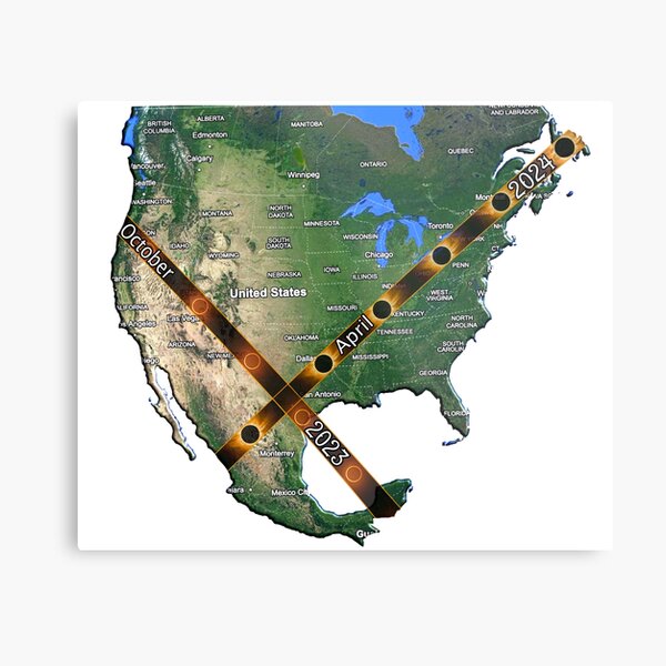 Item preview, Canada, USA, Mexico Eclipse Paths Map designed and sold by Kuetspal-Lin.