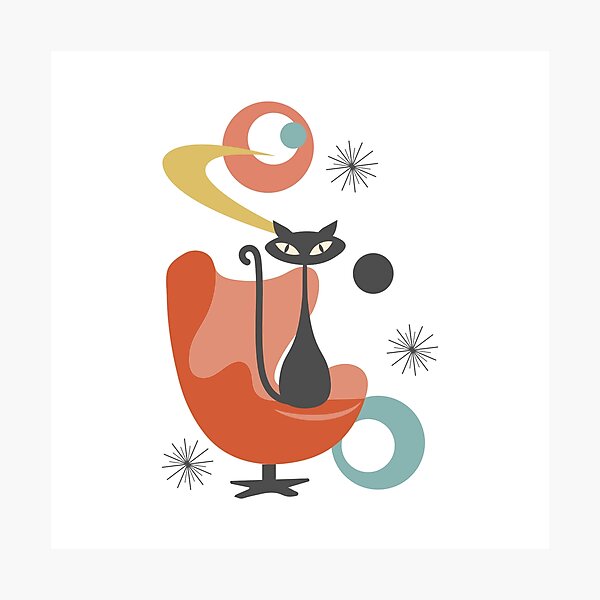 Item preview, 1950s Modern Mid Century Black Atomic Cat designed and sold by CapturedByeJ.