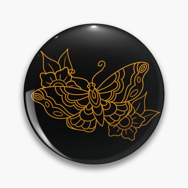 Item preview, American traditional butterfly with flowers flash Linework. designed and sold by ReaperRoseCo.