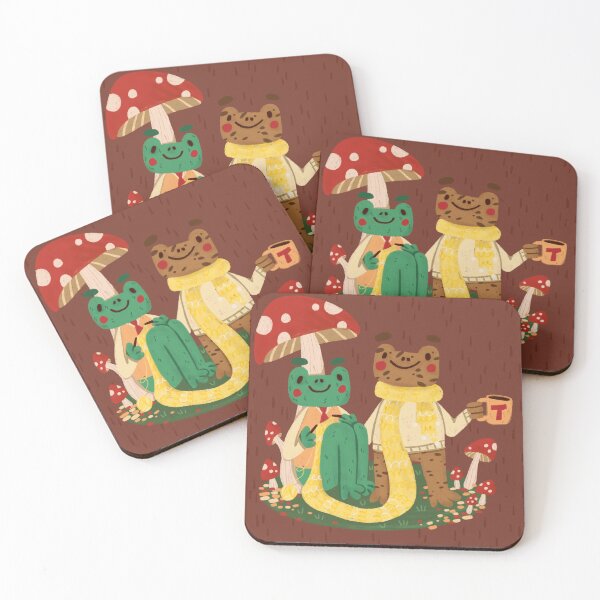 Item preview, Frog and Toad Knitting Mushroom Fall Scene designed and sold by Sadie Sandia Star.