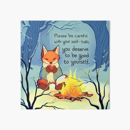 Vista previa del artículo con la obra «"Sé bueno contigo mismo" Cozy Winter Fox», diseñado y vendido por thelatestkate.