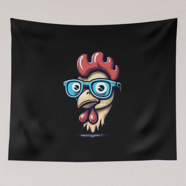 Item preview, Funny Chicken Head with Blue Glasses designed and sold by HeadTurningArt.