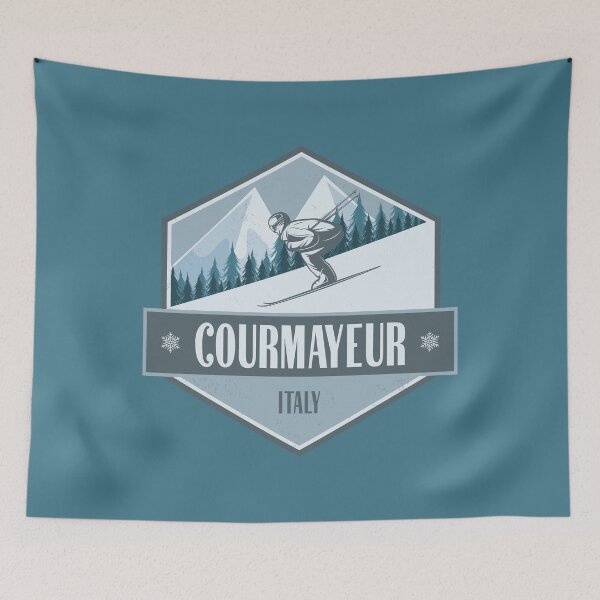 Item preview, Courmayeur Italy Vintage Skiing Design designed and sold by CynthiaGraphics.