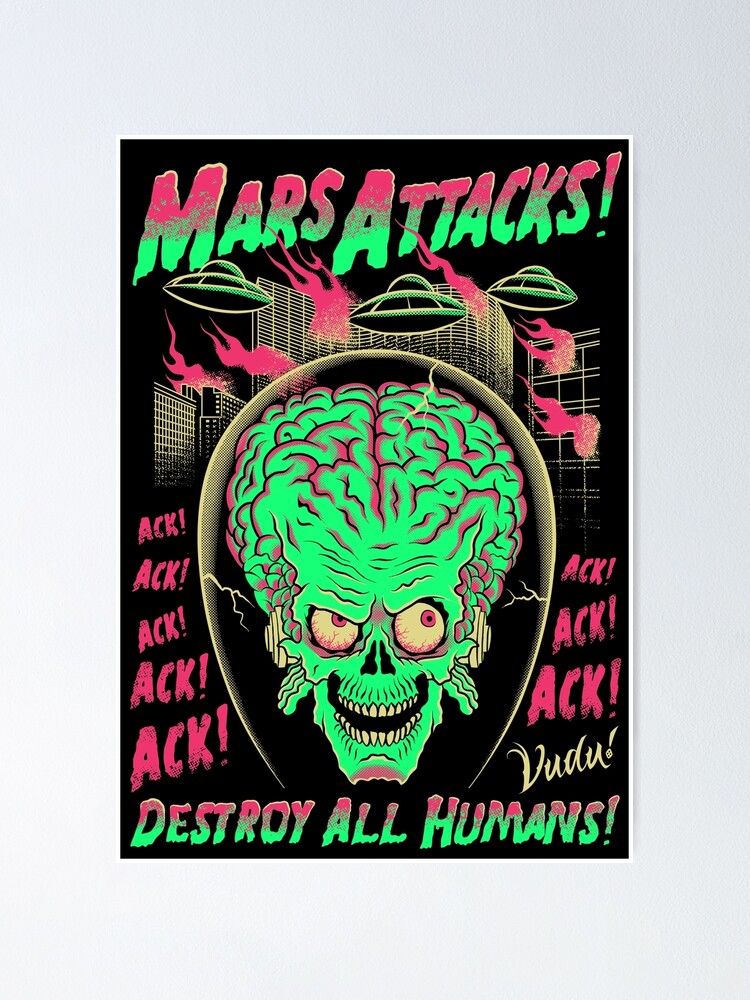 Mars Attacks Canvas Movie Poster Wall Print Semi Gloss 24x36 New Various Sizes sold