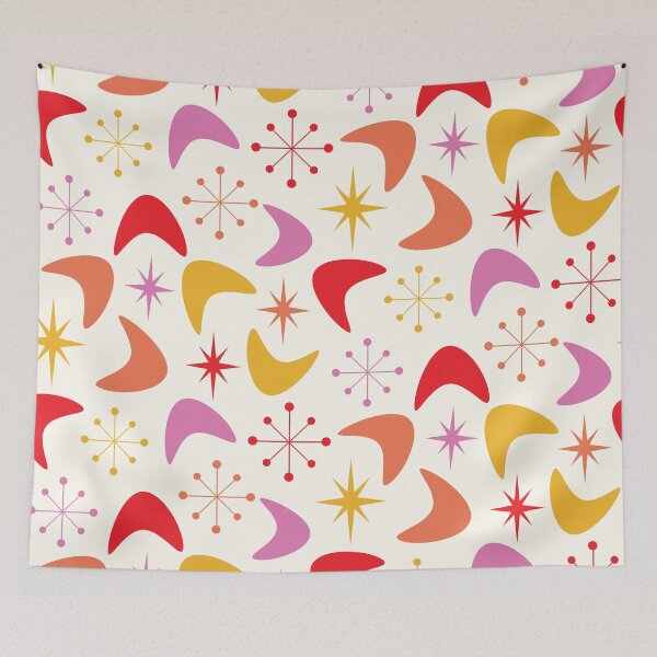 Item preview, Mid Century Colorful Boomerangs With Atomic Starbursts Pattern  designed and sold by Yasminepatterns .