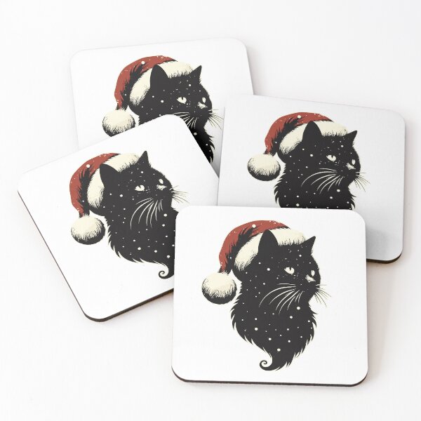 Item preview, Retro cosmic christmas black cat designed and sold by TomFrontierArt.