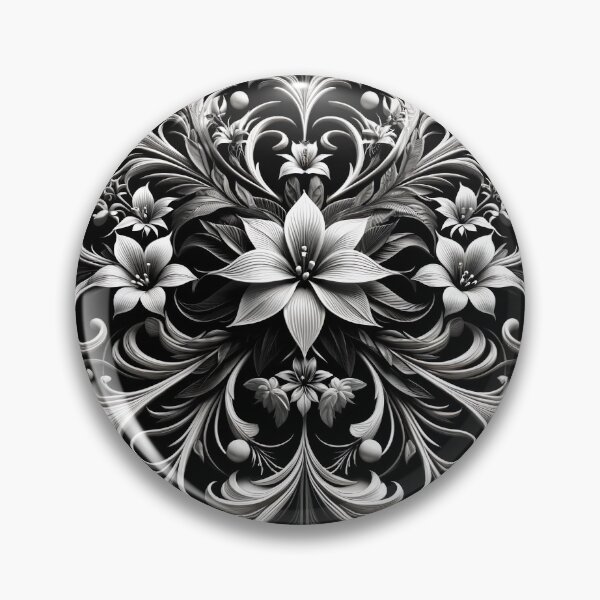 Item preview, Elegancia floral élfica encantada: ilustraciones en blanco y negro en 3D designed and sold by jfjensen.
