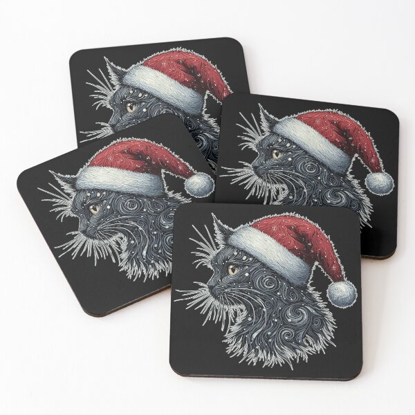 Item preview, Retro cosmic christmas artistic black cat designed and sold by TomFrontierArt.