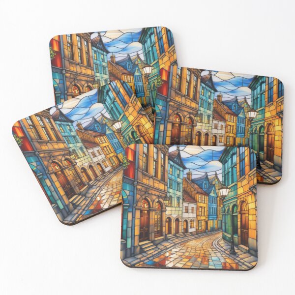 Item preview, Nostalgic Streets: Oil Painting Stained Glass Art designed and sold by Culture2Design.