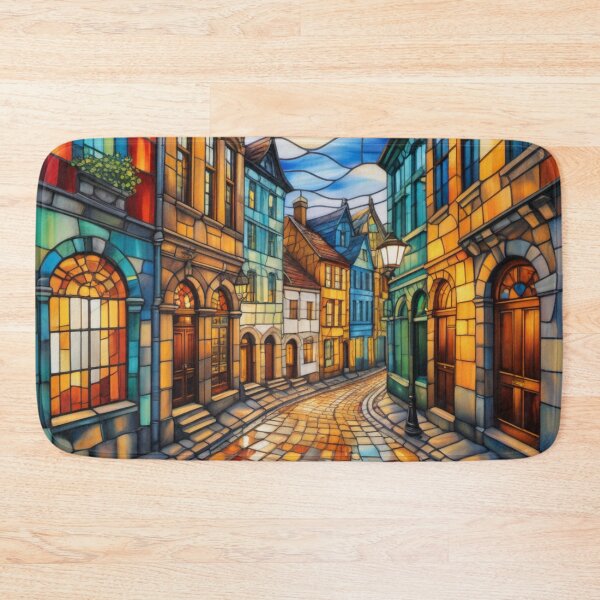 Item preview, Nostalgic Streets: Oil Painting Stained Glass Art designed and sold by Culture2Design.
