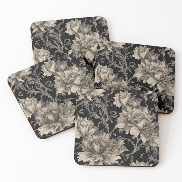 Item preview, Mysterious Gothic Flowers on a Black Background Pattern designed and sold by N0VEEN.