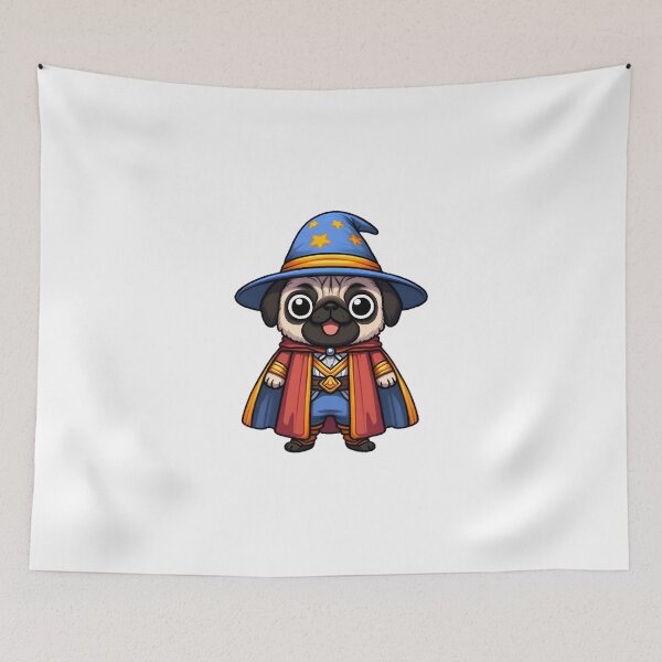 Aperçu de l'œuvre Wizard Pug in Enchanted Attire Casting Spells créée et vendue par UmbrellaStudio1.