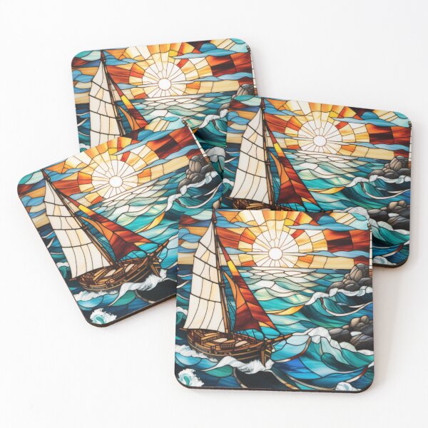 Item preview, Ocean Odyssey: Stormy Sea Stained Glass Art designed and sold by Culture2Design.