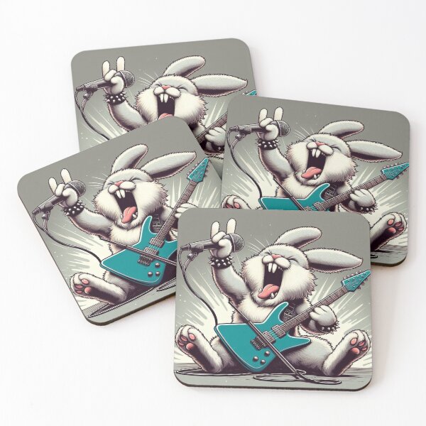 Item preview, gray rabbit playing guitar designed and sold by AxelBrook.