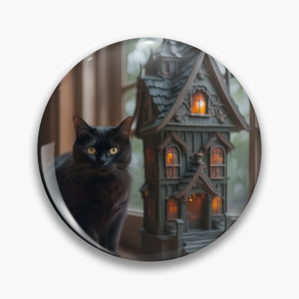 Item preview, Black cat with grim dollhouse designed and sold by Grey House.