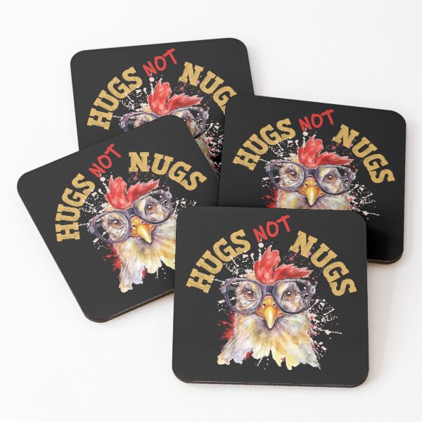 Item preview, FUNNY HUGS NOT NUGS CUTE CHICKEN WEARING GLASSES VEGAN ANIMAL RIGHTS  designed and sold by FlutteringWings.