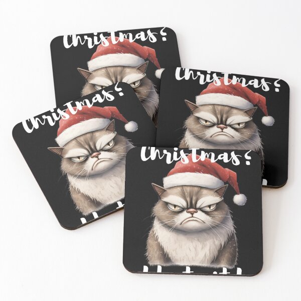 Item preview, Grumpy Christmas cat I hate it! 2023 gift designed and sold by stixgalore.
