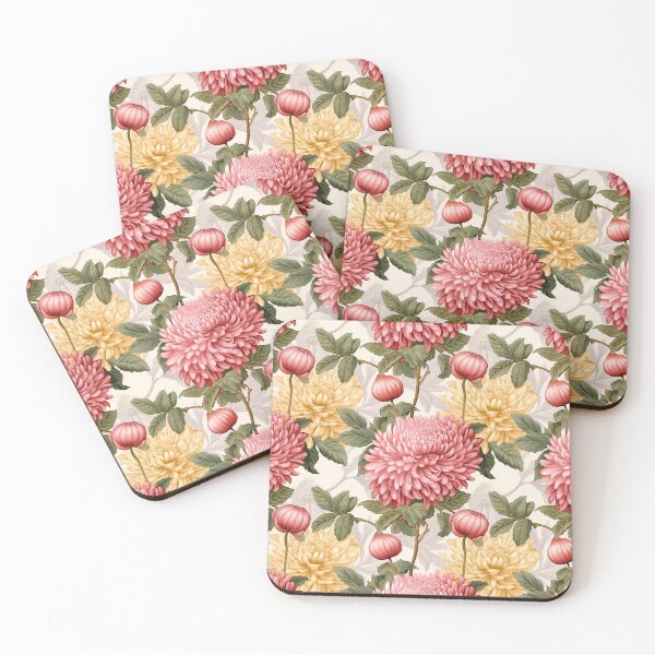 Item preview, Pink and yellow buds of chrysanthemums designed and sold by Artdroid.