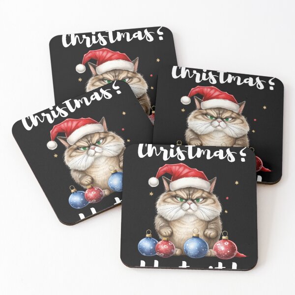 Item preview, Grumpy Christmas cat I hate it! 2023 gift designed and sold by stixgalore.