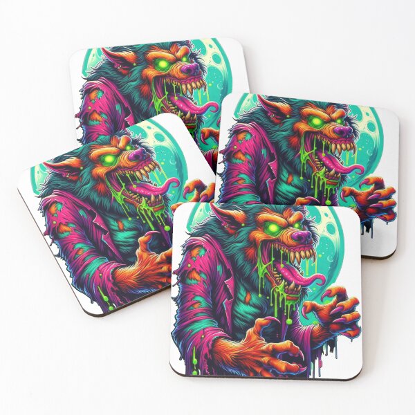 Item preview, Neon Werewolf Howling Under Full Moon designed and sold by psychcyberpunk.