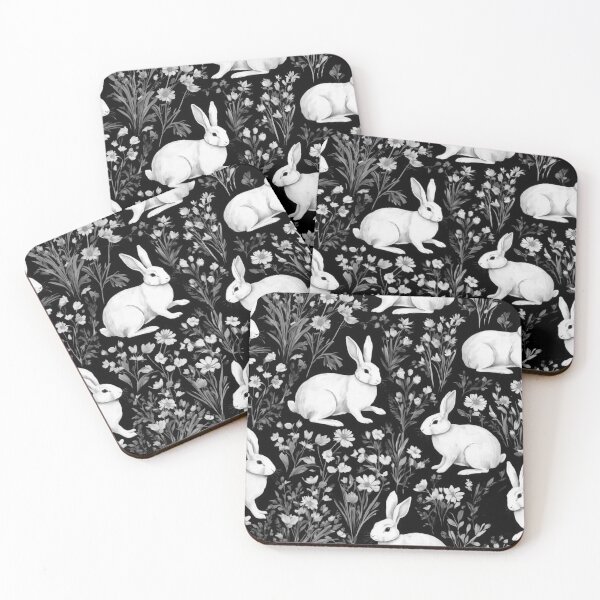 Item preview, Black White Floral Rabbit  designed and sold by Bunmigraphics .