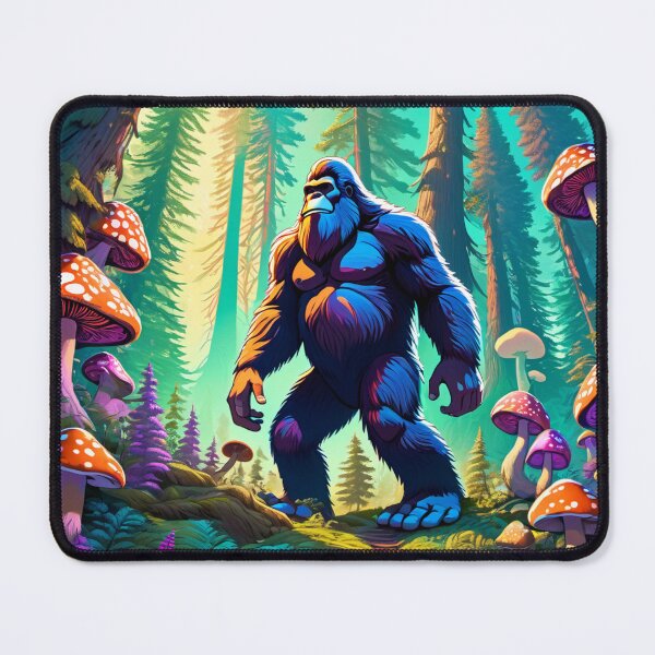 Item preview, Mystical Bigfoot dances among enchanted mushrooms in forest. designed and sold by MoonShroomPrint.