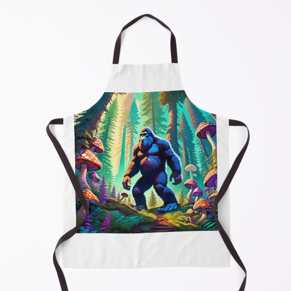 Item preview, Mystical Bigfoot dances among enchanted mushrooms in forest. designed and sold by MoonShroomPrint.