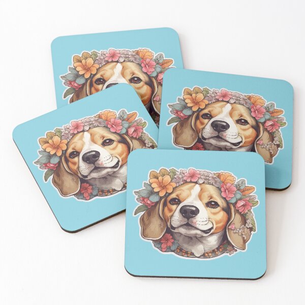 Item preview, Beagle Face Wearing a Flower Crown Floral Themed Beagle Art designed and sold by thecatcouch.