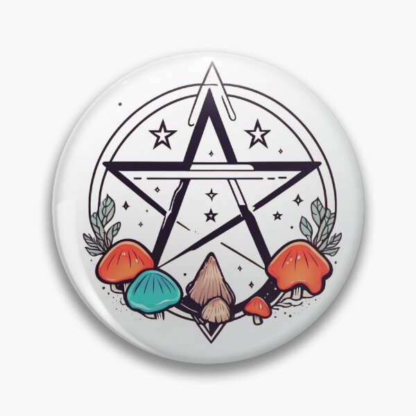 Item preview, Enchanting pentacle: mushrooms, crystals, plants weave witchcraft magic designed and sold by MoonShroomPrint.