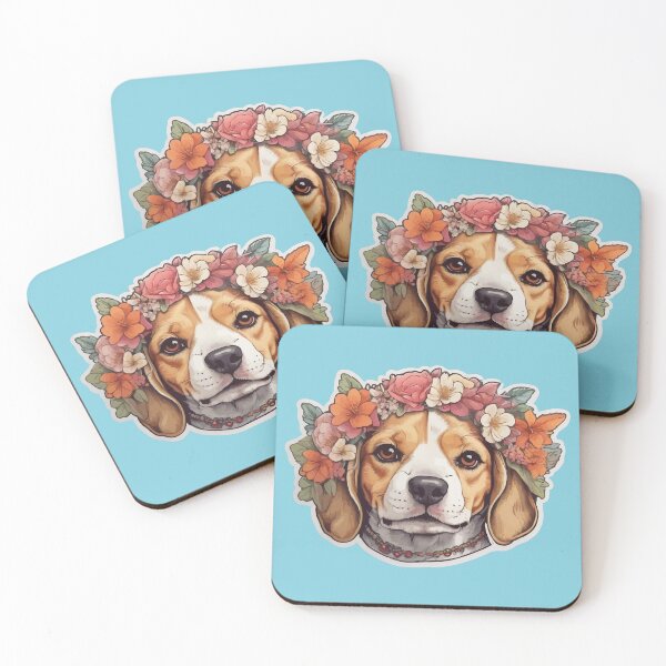 Item preview, Beagle Face Wearing a Flower Crown Floral Themed Beagle Art Ver2 designed and sold by thecatcouch.
