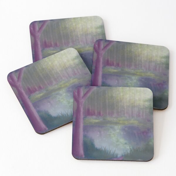 Item preview, serene forest pond with tree designed and sold by rainbowberry.