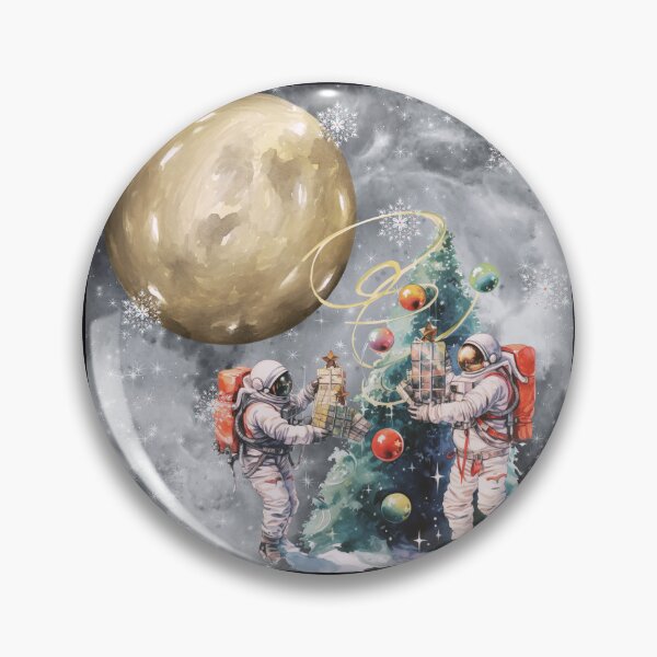 Item preview, Cosmic Christmas: Astronauts Trimming the Galactic Tree in a Snowy Moonlit Space designed and sold by s-n-s-designs.