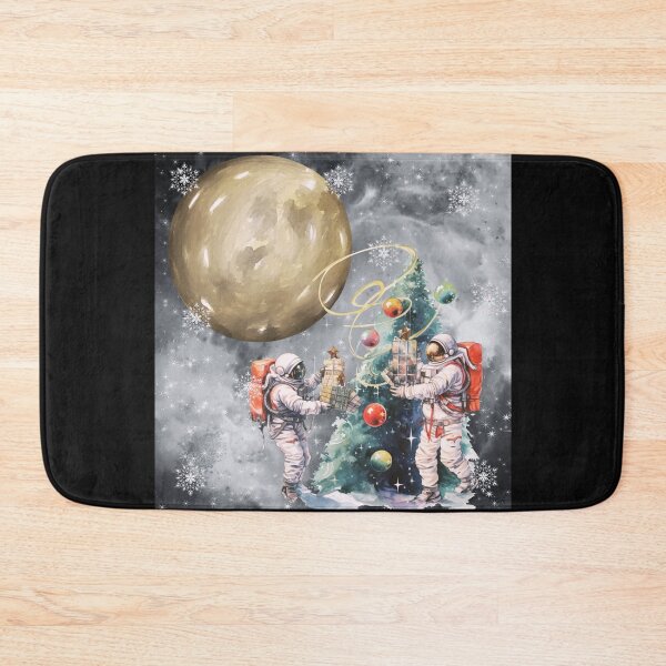 Item preview, Cosmic Christmas: Astronauts Trimming the Galactic Tree in a Snowy Moonlit Space designed and sold by s-n-s-designs.