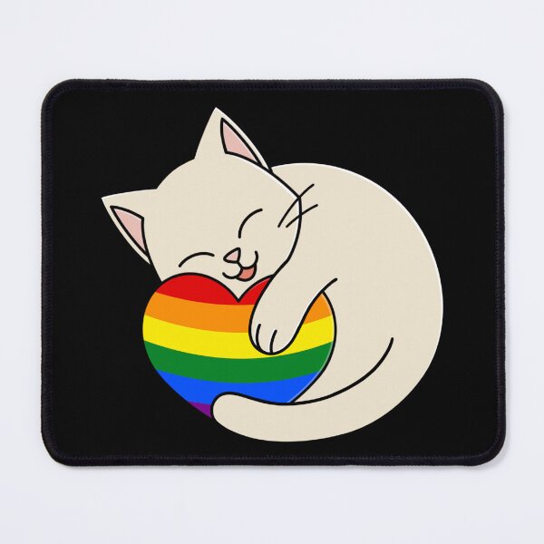 Item preview, Cute Happy White Cat Holding a LGBTQIA+ Flag Heart designed and sold by AroAxel.