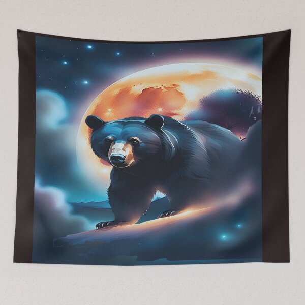 Item preview, Black Bear at full moon designed and sold by RockyRambobo.