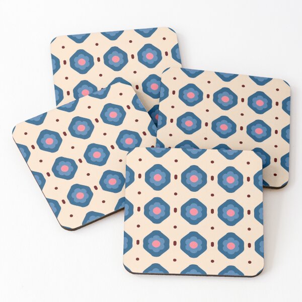 Item preview, logo pattern fabric vintage blue pink black floral bedding, floral T-shirt, dress, leggings, patterned bedding designed and sold by gulka8.