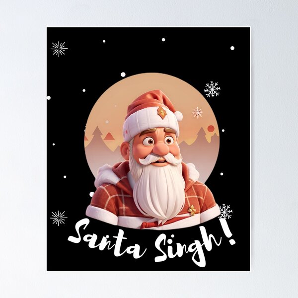 Item preview, Santa Singh 3d Cartoon Vintage Snow Sunset  designed and sold by Smix Pixels.