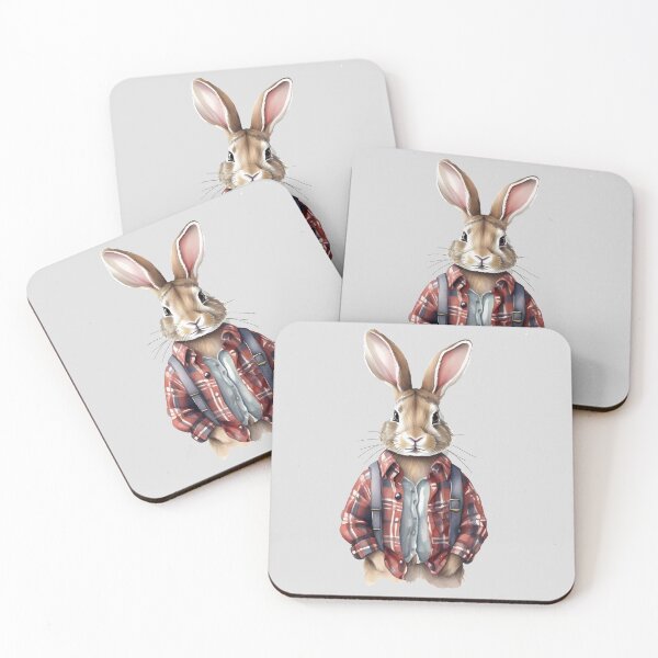 Item preview, Rabbit dressed in plaid Christmas clothing designed and sold by DevushkaStore.