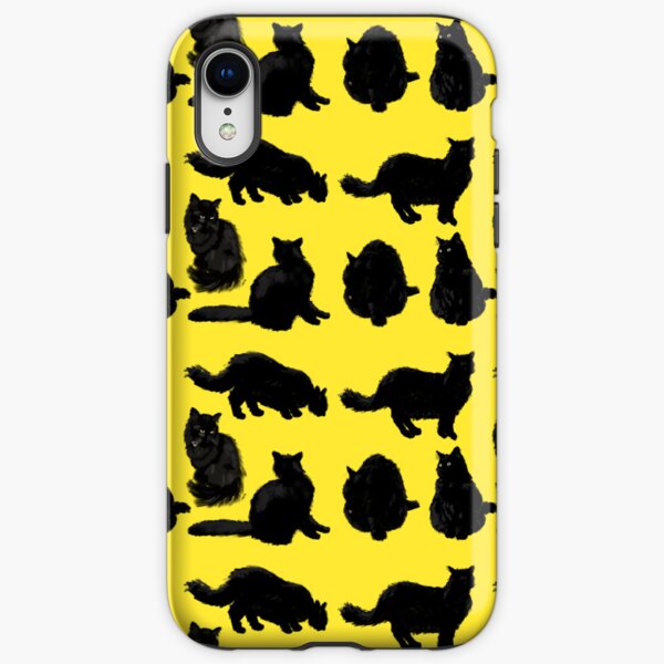 Black Cat Sniffing iPhone Tough Case