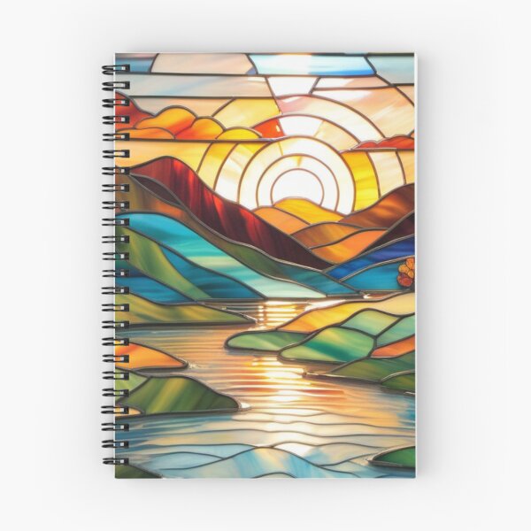 Artikelvorschau, Sonnenuntergangsglühen auf dem Wasser: Buntglaslandschaft entworfen und verkauft von Culture2Design.