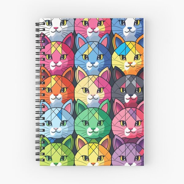 Item preview, Colorful Checker Pattern with cute Kawaii cats designed and sold by zoldi.
