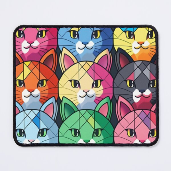 Item preview, Colorful Checker Pattern with cute Kawaii cats designed and sold by zoldi.