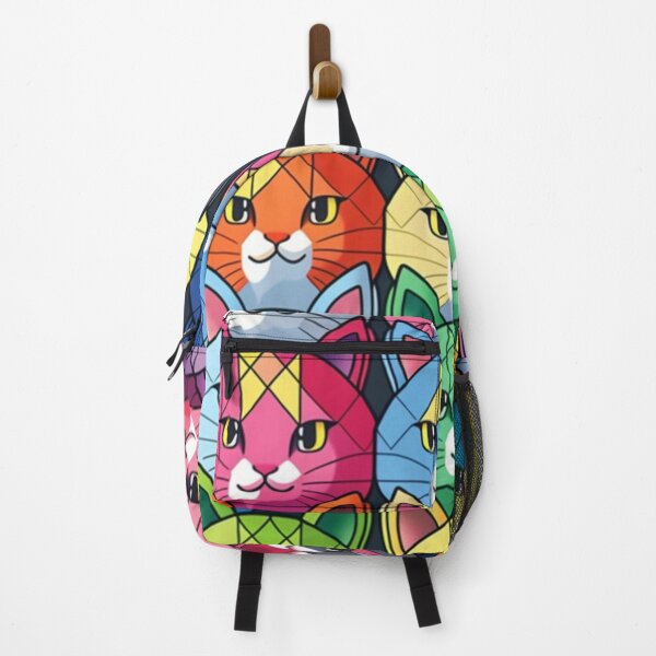 Item preview, Colorful Checker Pattern with cute Kawaii cats designed and sold by zoldi.