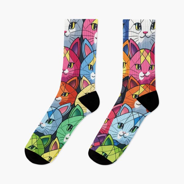 Item preview, Colorful Checker Pattern with cute Kawaii cats designed and sold by zoldi.
